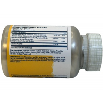 Calcio, magnesio y zinc, 100 cápsulas vegetales de Solaray SOLARAY SM-4560 Articulaciones, Huesos, Tendones y Musculos, compo...