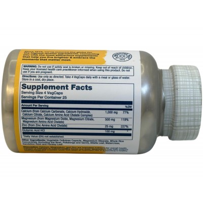 Calcio, magnesio y zinc, 100 cápsulas vegetales de Solaray SOLARAY SM-4560 Articulaciones, Huesos, Tendones y Musculos, compo...