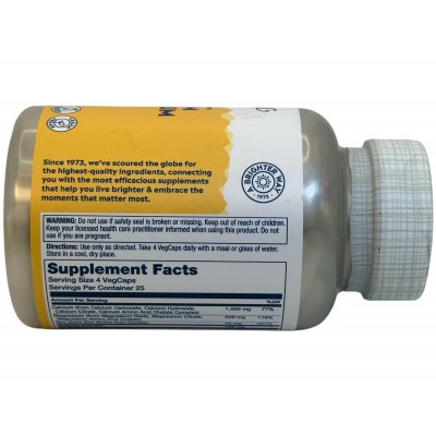 Calcio, magnesio y zinc, 100 cápsulas vegetales de Solaray SOLARAY SM-4560 Articulaciones, Huesos, Tendones y Musculos, compo...