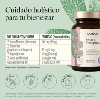 Serenna Menopause 60 Comprimidos de Plameca Plameca PLA-84657 Menopausia salud.bio