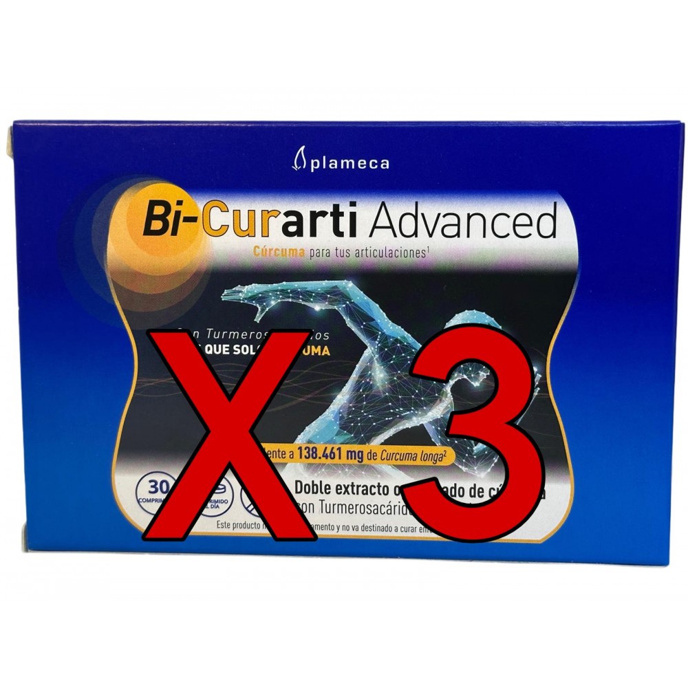 PACK 3 Unidades Bi-Curarti Advanced 30 comprimidos (180Comp) de Plameca Plameca 3-PLA-84619 Suplementos Naturales acción Anal...
