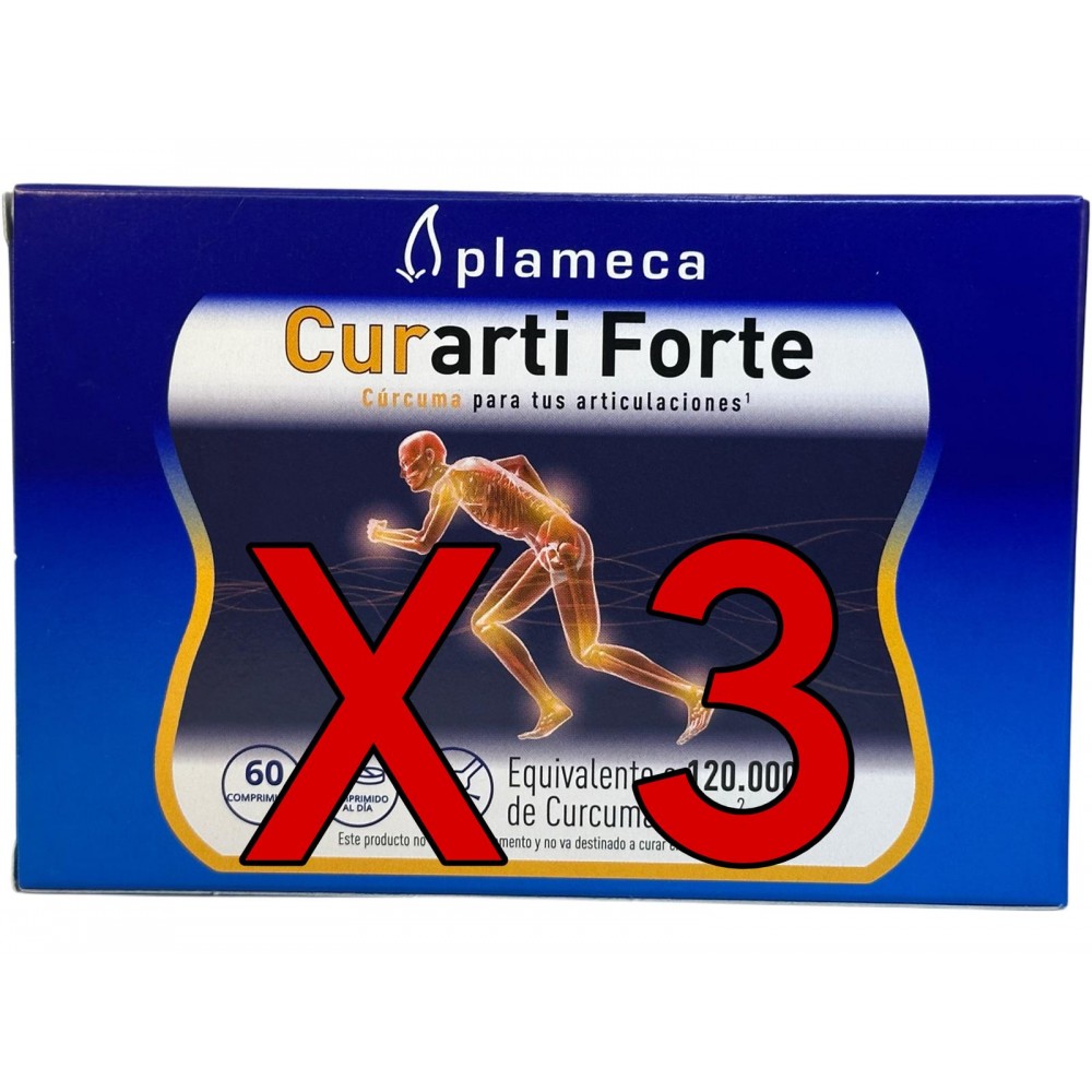 PACK 3 unidades Curarti FORTE 60 comprimidos de Plameca Plameca 3-PLA-84622 Suplementos Naturales acción Analgesica, Antiinfl...