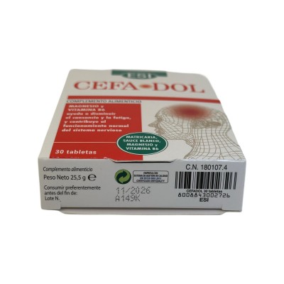 CEFADOL 30 comprimidos de ESI ESI 03010151 Suplementos Naturales acción Analgesica, Antiinflamatoria, malestar, dolor salud.bio