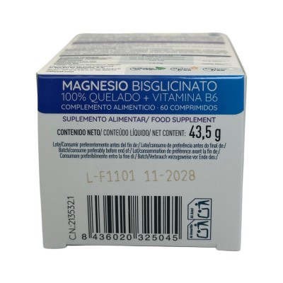 Magnesio Bisglicinato 100% Quelado + B6 de Natysal 60 Comprimidos Natysal NAT-32504 Suplementos Minerales  salud.bio