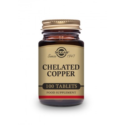 Cobre Quelado 100 Comprimidos de Solgar Solgar 100640 Vitaminas y Minerales salud.bio