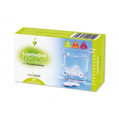 Llanten respir efervescente con N-acetilcisteina de Novadiet Novadiet 10051 Sistema respiratório salud.bio
