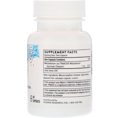 Molibdeno Glicinato, 60 Cápsulas de Thorne Research Thorne Research THR-00342 Suplementos Minerales  salud.bio