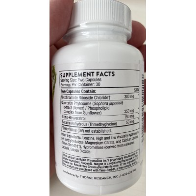 ResveraCel Nicotinamide Riboside 300 mg, plus de Thorne Thorne Research  Patologías e indicaciones salud.bio