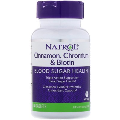 Canela, cromo y biotina, 60 comprimidos de Natrol NATURE´S BOUNTY NTL-04898 Ayuda Glucemia y Diabetes salud.bio