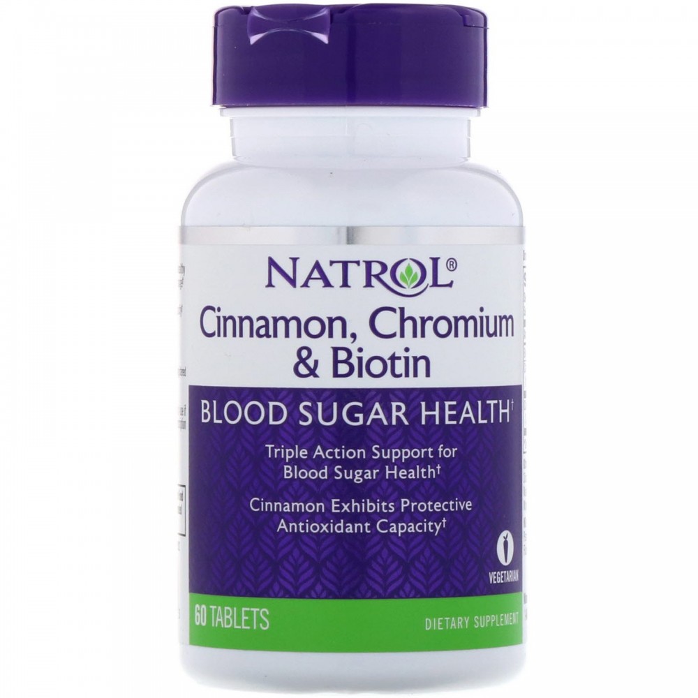 Canela, cromo y biotina, 60 comprimidos de Natrol NATURE´S BOUNTY NTL-04898 Ayuda Glucemia y Diabetes salud.bio