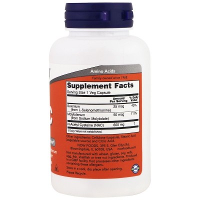 NAC N-Acetil-Cisteína 600mg de Now Foods NOW Foods  Complementos Alimenticios (Suplementos nutricionales) salud.bio