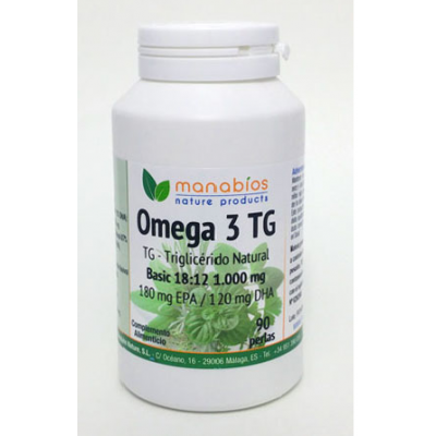 Omega 3 TG Premium 90 perlas de 1.000mg de Manabíos Manabios 111632 Ayudas niveles Colesterol y Trigliceridos salud.bio