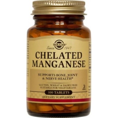 Manganeso Quelado 100 Comprimidos de Solgar Solgar 100720 Suplementos Minerales  salud.bio
