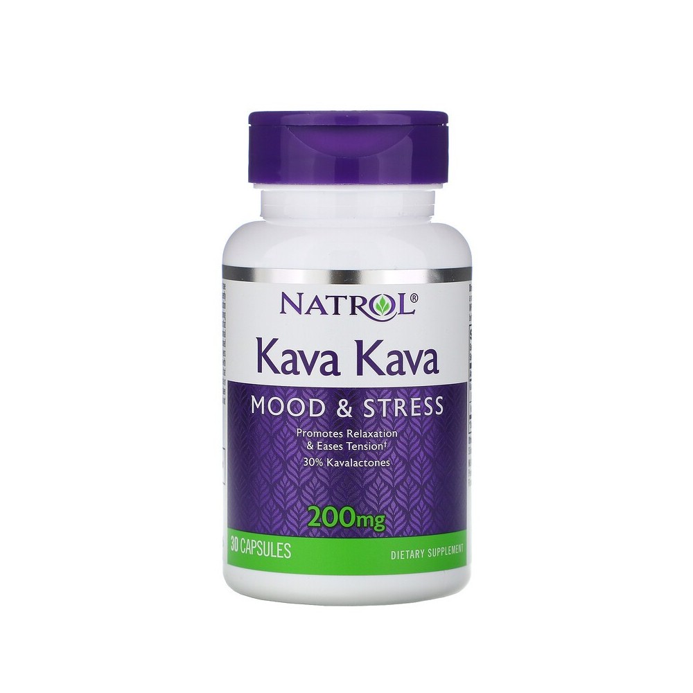 Kava Kava, 200 mg, 30 cápsulas de Natrol Natrol NTL-00949 Estados emocionales, ansiedad, estrés, depresión, relax salud.bio