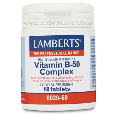 Complejo Vitamina B-50 Complex de Lambert Profesional Lamberts 8029-60 Vitamina B salud.bio