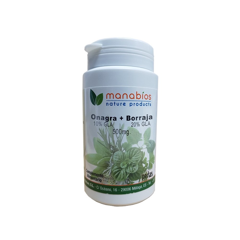 Onagra y Borraja 2x250mg 100 Perlas de Manabios Manabios 111590 Síndrome premenstrual y alteraciones hormonales salud.bio