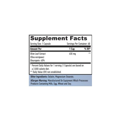 Hoja de Olivo (Olive Leaf Extract) 450 mg - 60 caps de Haya Labs Haya Labs HAY-21147 Ayuda control Tension salud.bio