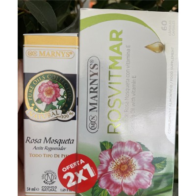 Pack Rosa Mosqueta 50ml + Rosvitmar Aceite de Rosa Mosqueta 60 Perlas de Marnys Marnys PACKAP201MN428 Antioxidantes salud.bio