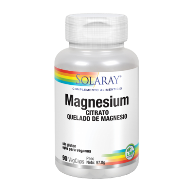 Magnesium Citrate 90 VegCaps. Sin gluten Apto para veganos de Solaray SOLARAY SM-4630 Articulaciones, Huesos, Tendones y Musc...