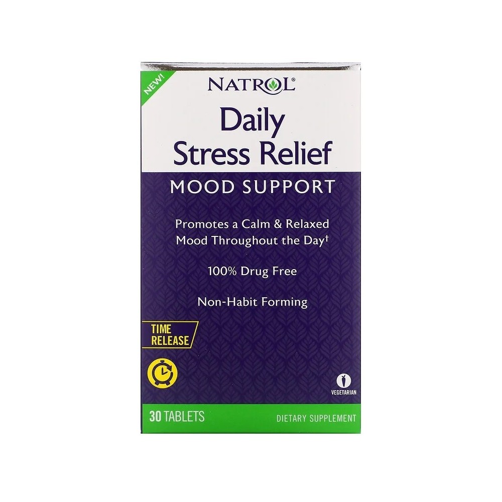 Alivio diario para el estrés, liberación prolongada, 30 comprimidos de Natrol Natrol NTL-07381 Estados emocionales, ansiedad,...