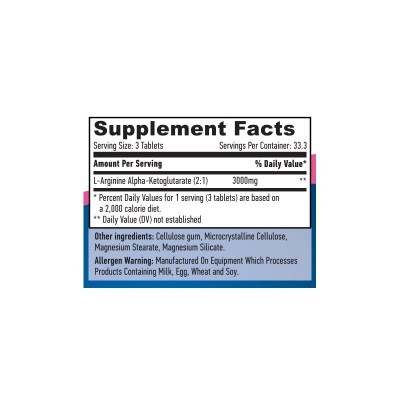 Arginina AKG 1000 mg - 100 Tabletas de Haya labs Haya Labs 15525 Aminoácidos salud.bio