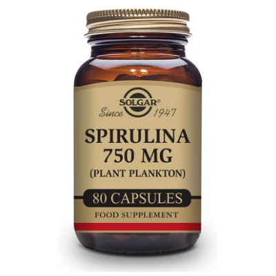 Espirulina 750 mg (Plancton) - 80 Cápsulas vegetales de Solgar SOLGAR 1630028 Vitaminas y Minerales salud.bio