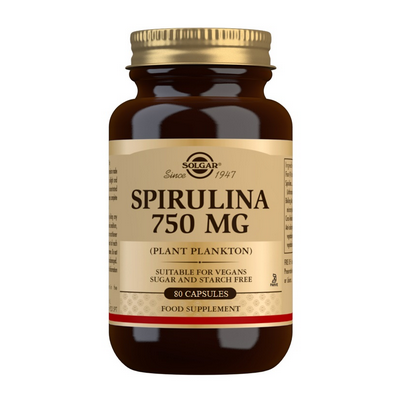 Espirulina 750 mg (Plancton) - 80 Cápsulas vegetales de Solgar SOLGAR 1630028 Vitaminas y Minerales salud.bio