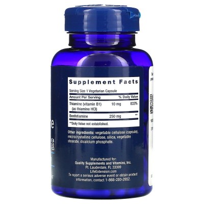 B1 Megabenfotiamina, 250 mg, 120 cáp vege de Life Extension Life Extension LEX-92512 Ayuda Glucemia y Diabetes salud.bio