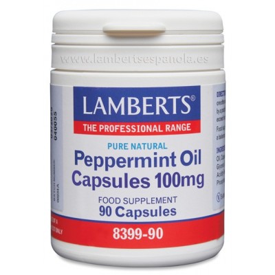 Aceite de Menta 100 mg Puro y Natural en cápsulas de Lamberts Lamberts 8399-90 Ayudas aparato Digestivo salud.bio
