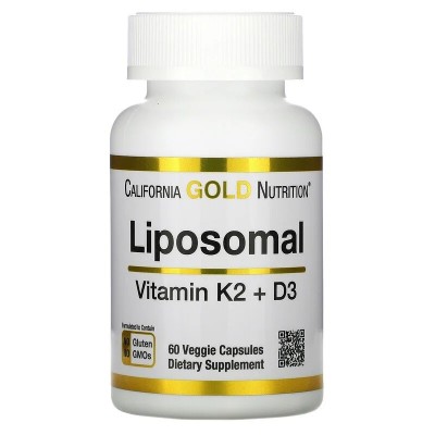 Vitaminas K2 y D3 liposomales, 60 cápsulas vegetales de California Gold Nutrition California Gold Nutrition CGN-01875 Vitamin...