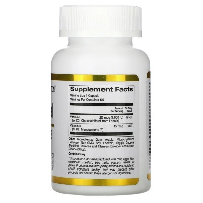 Vitaminas K2 y D3 liposomales, 60 cápsulas vegetales de California Gold Nutrition California Gold Nutrition CGN-01875 Vitamin...