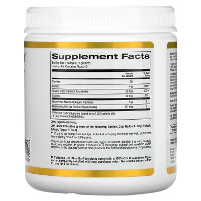 CollagenUP, Colágeno marino hidrolizado con ácido hialurónico y vitamina C, Sin sabor, 206 g de California Gold Nutrition Cal...