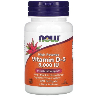 Vitamina D3 125mcg (5000 UI) en perlas de Now Foods NOW Foods  Vitamina A y D salud.bio