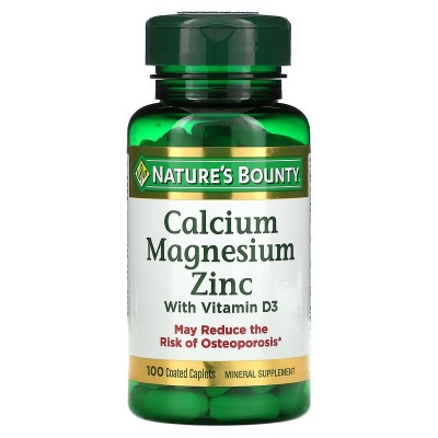 Calcio, magnesio y zinc con vitamina D3, 100 comprimidos oblongos recubiertos de Nature's Bounty NATURE´S BOUNTY NRT-04290 Vi...