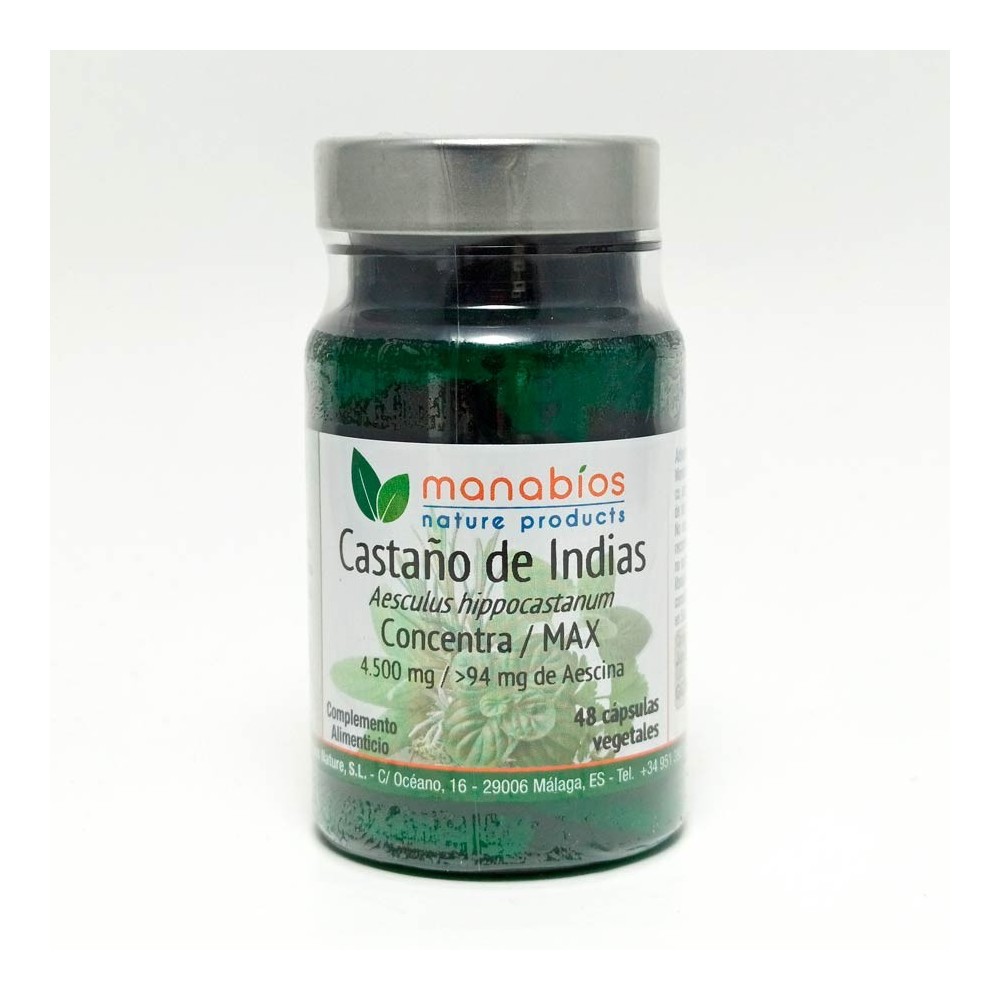 Castaño de indias MAX (concentra) 4.500mg 48 cápsulas de Manabios Manabios MAN-111213 Sistema circulatorio salud.bio