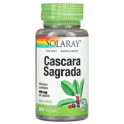 Cáscara Sagrada, 450 mg, 100 Cápsulas vegetales de Solaray SOLARAY SOR-01120 Laxantes salud.bio