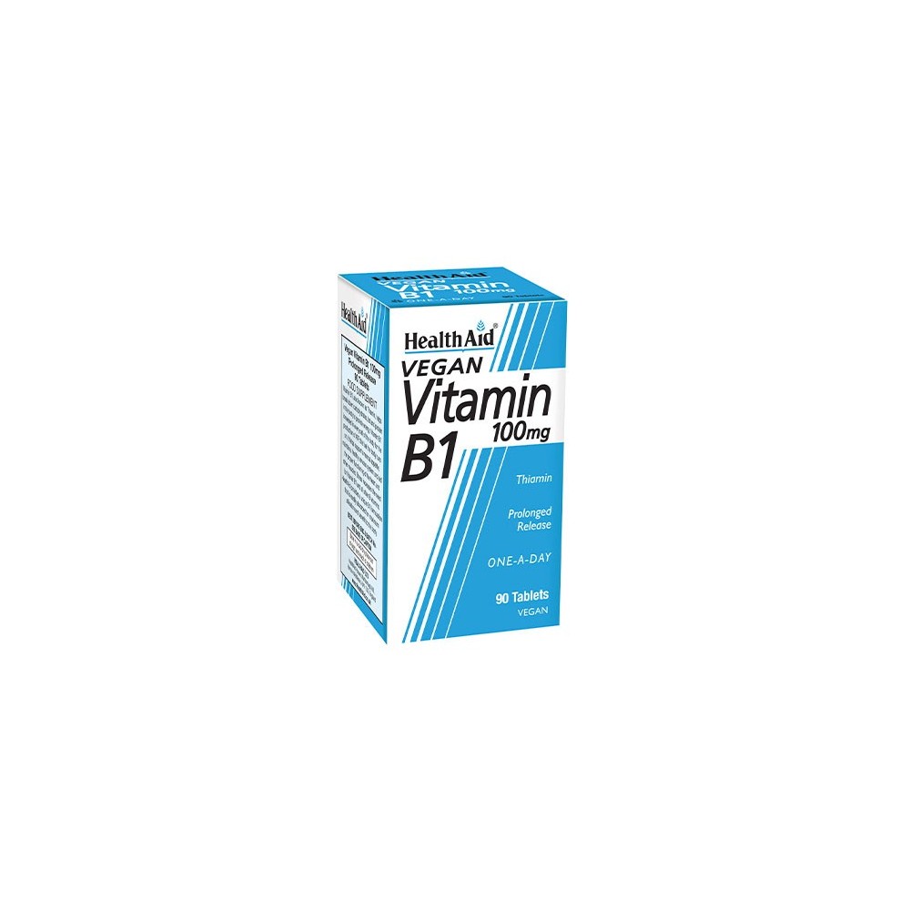 Vitamina B1 (Tiamina) 100 mg, 90 Comp de Health Aid Health Aid HEA-801045 Ayuda Glucemia y Diabetes salud.bio