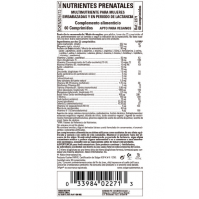 Nutrientes Prenatales en 60 ó 120 comprimidos de Solgar SOLGAR  Embarazo y lactáncia salud.bio