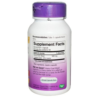 Semilla de Horny Goat, Estandarizado, 60 Cápsulas de Nature's Way Nature`s Way NWY-15311 Libido hombre y mujer salud.bio