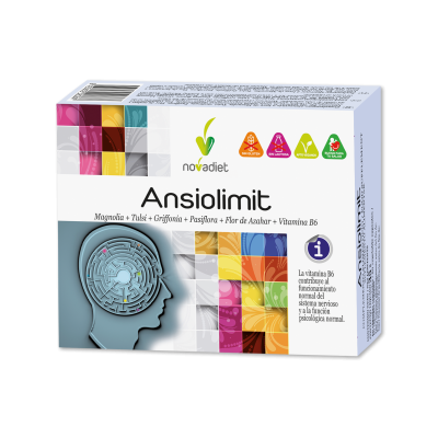 Ansiolimit (sonríe de día y descansa de noche) de Novadiet Novadiet 8425652520867 Estados emocionales, ansiedad, estrés, depr...