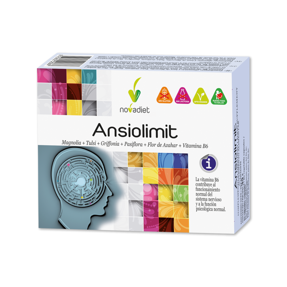 Ansiolimit (sonríe de día y descansa de noche) de Novadiet Novadiet 8425652520867 Estados emocionales, ansiedad, estrés, depr...