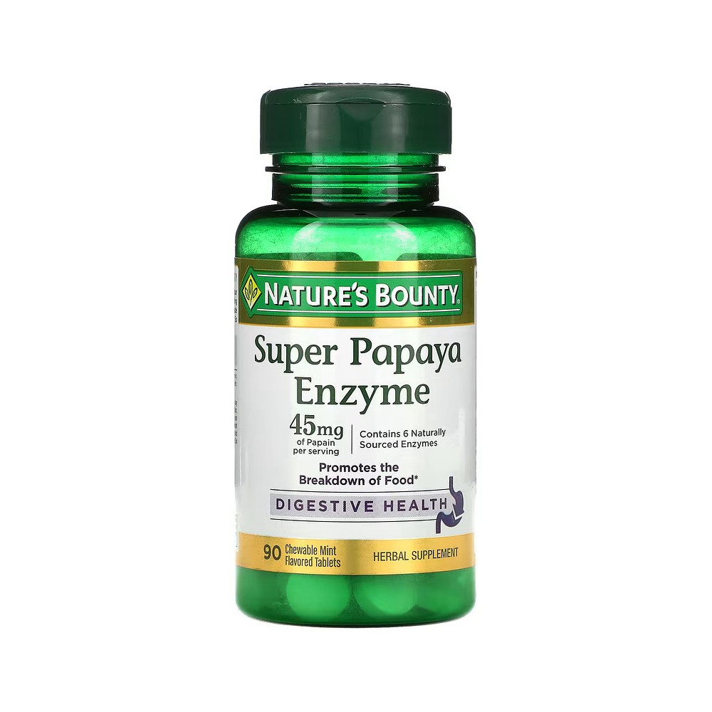 Super Papaya Enzyme, Mint, 15 mg, 90 Chewable Tablets de Nature's Bounty NATURE´S BOUNTY NRT-00668 Ayudas aparato Digestivo s...