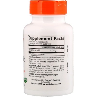 Acido Alfa Lipoico 300mg ó 600mg en (60 ó 180 Cápsulas) de Doctor's Best DOCTOR'S BEST  Complementos Alimenticios (Suplemento...