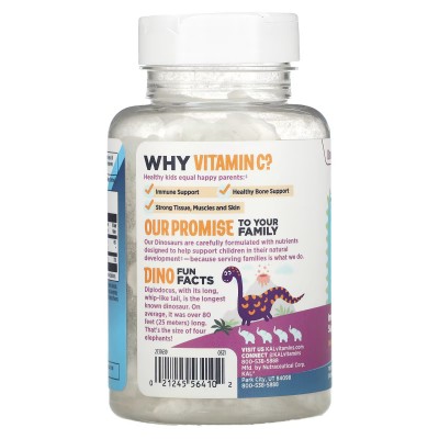 Dinosaurios, Vitamina C-Rex, Naranja, 100 comprimidos masticables de KAL SOLARAY CAL-56410 Vitamina C salud.bio