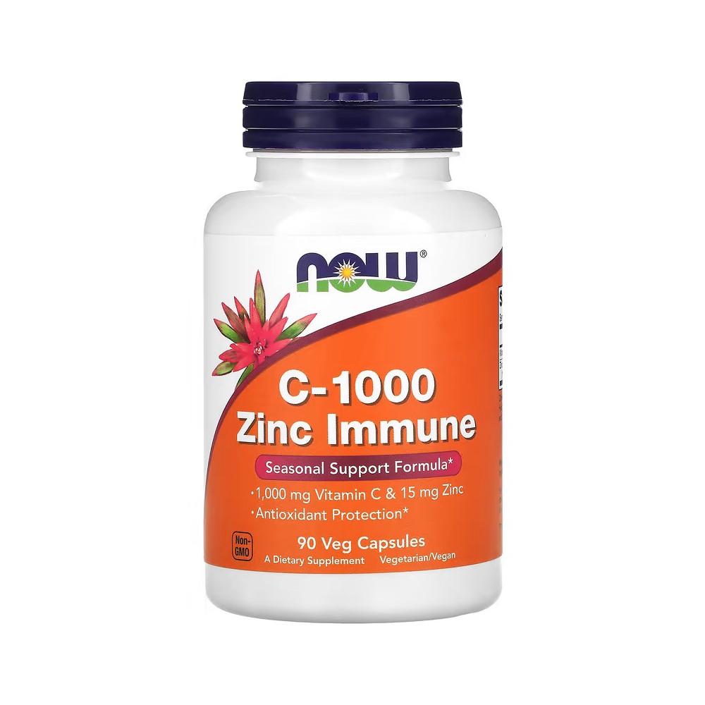 Suplemento inmunitario de vitamina C-1000 y zinc, 1000 mg de vitamina C y 15 mg de zinc, 90 cápsulas vegetales de NOW Foods N...