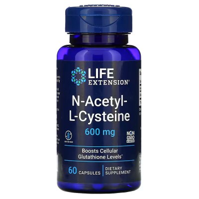 NAC N-Acetil-L-Cisteína, 600 mg , 60 cápsulas vegetarianas de Life Extension Life Extension LEX-15436 Higado y sistema hepato...