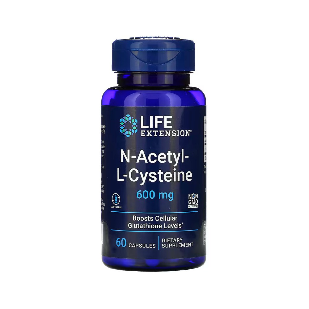 NAC N-Acetil-L-Cisteína, 600 mg , 60 cápsulas vegetarianas de Life Extension Life Extension LEX-15436 Higado y sistema hepato...