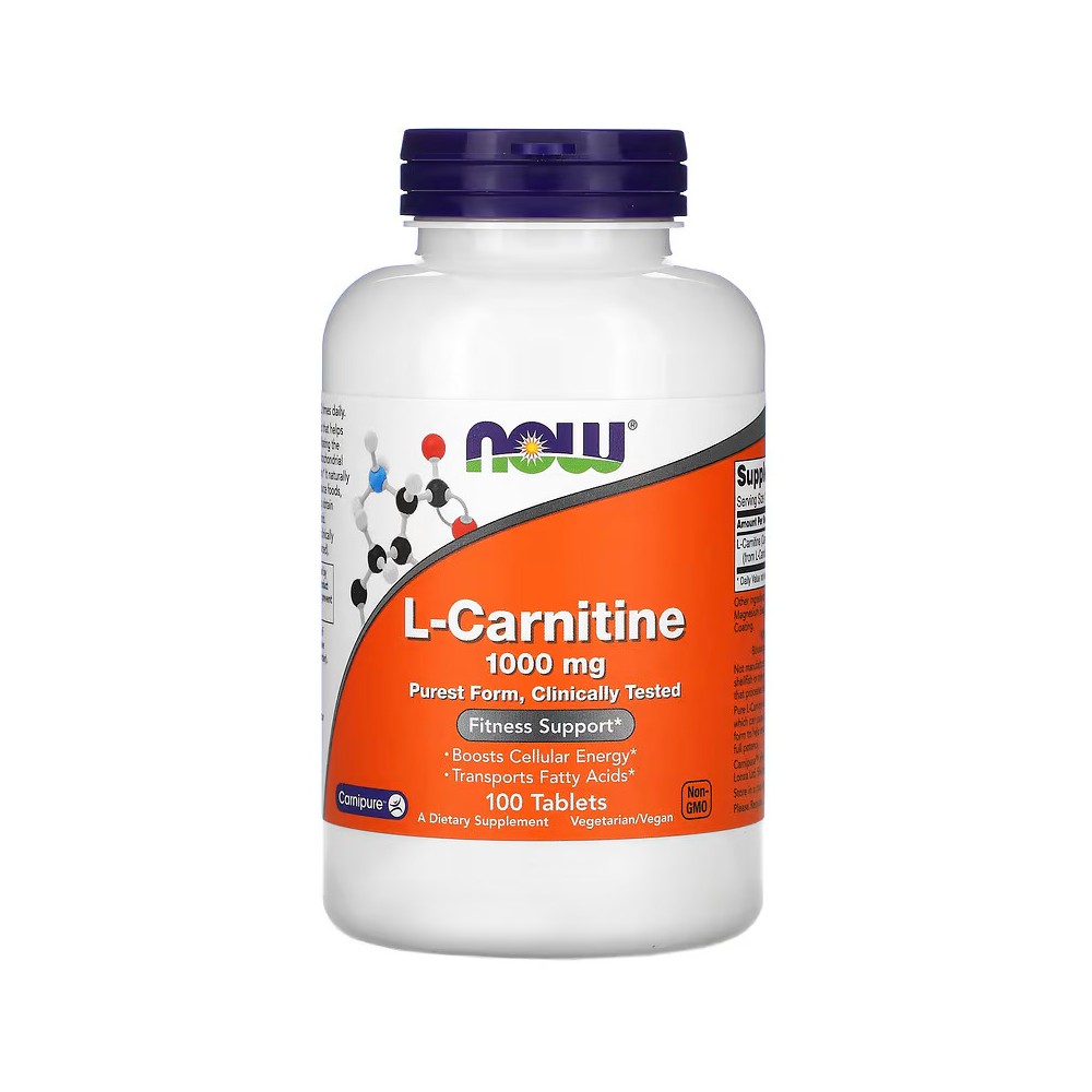 L-carnitina, 1000 mg, 100 comprimidos de NOW Foods NOW Foods NOW-00068 Quemagrasas y similares salud.bio