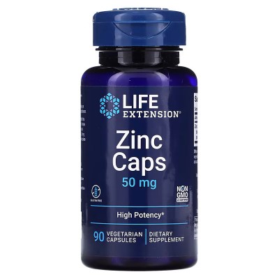 Zinc alta potencia, 50 mg, 90 cápsulas vegetales de Life Extension Life Extension LEX-18139 Sistema inmunitario salud.bio