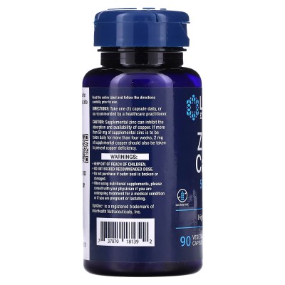 Zinc alta potencia, 50 mg, 90 cápsulas vegetales de Life Extension Life Extension LEX-18139 Sistema inmunitario salud.bio